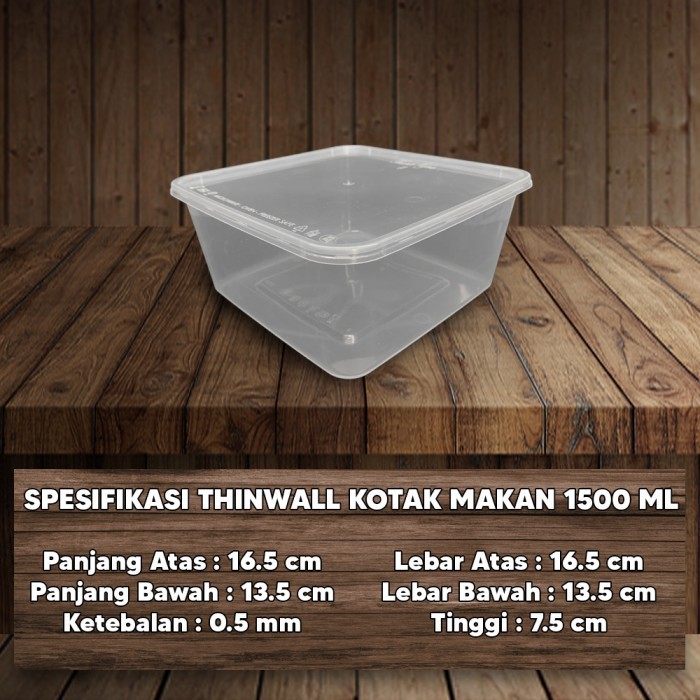 Kotak Plastik Bening 1500 Ml / Lunch Box / Kotak Makan /Food Container