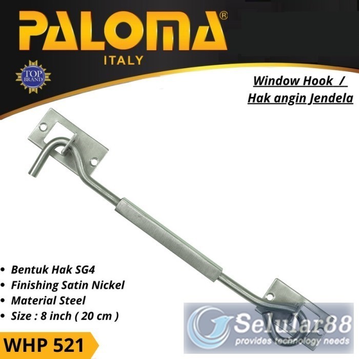 

Paloma WHP521 Window Hook 8inch Penahan Jendela Hak Angin Steel Silver