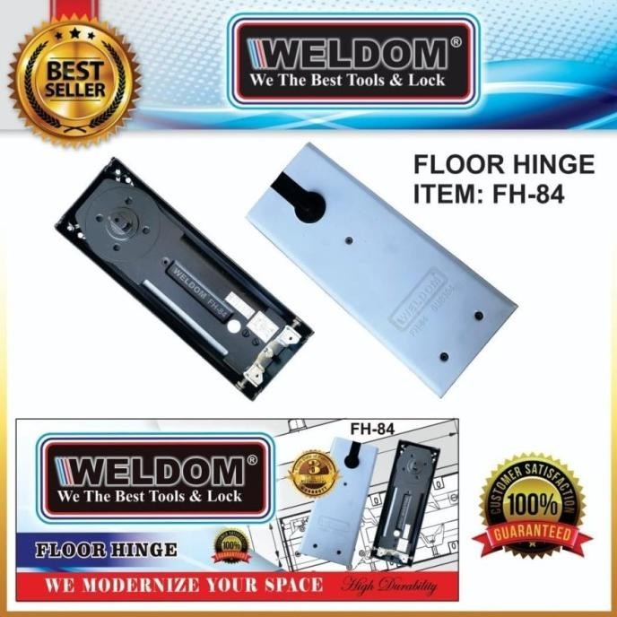 Floor Hinge BTS 84 Weldom / Engsel Tanam Pintu Kaca Stainless 304