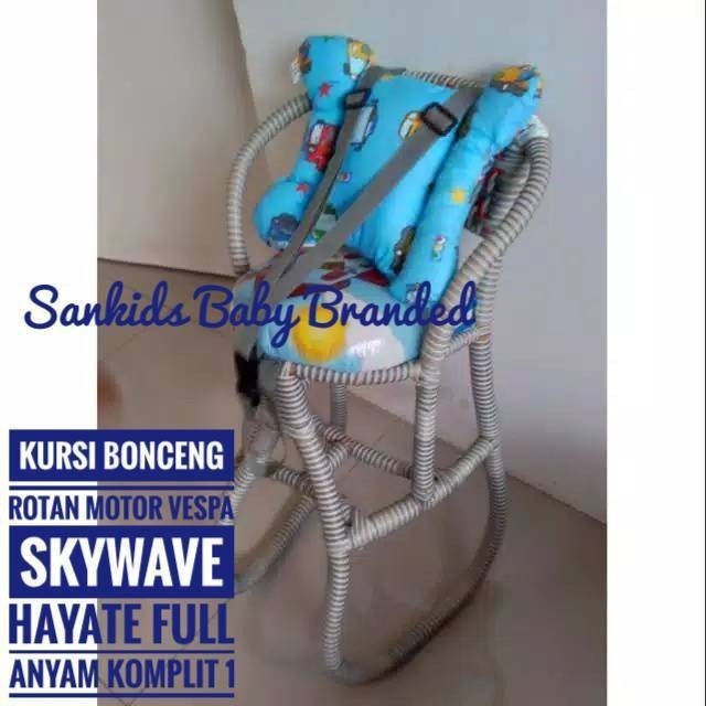Kursi Boncengan Motor Skywave Hayate Vespa Metik Rotan Full Ayam