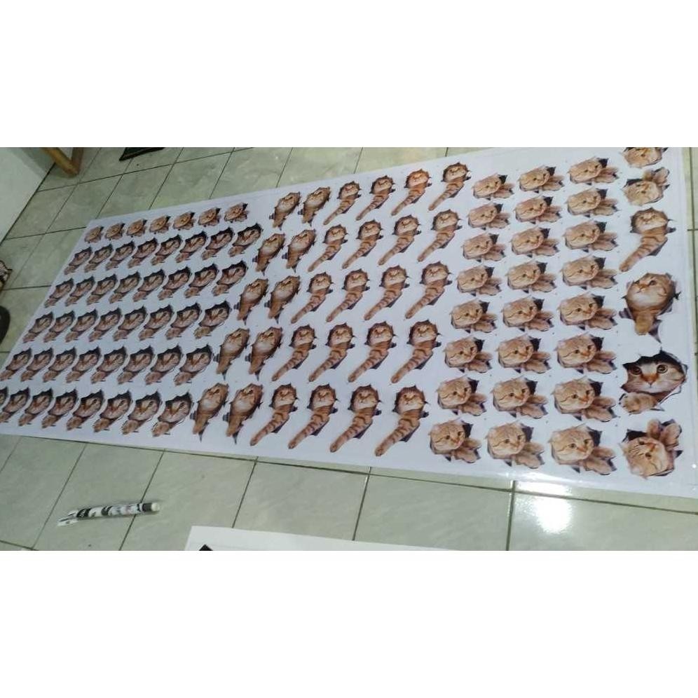 Terlaris Sticker Gambar Kucing Lucu 3D Anti Air Decal Lentur Aksesoris Mobil Motor Eksterior Stiker 
