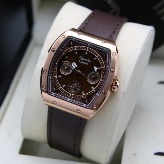 Jam Tangan Alexandre Christie Wanita Original AC6411 Brown Rosegold