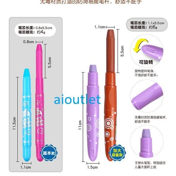 

er-6 Silky Crayon Grasp 12 / 23 / 36 / 48 Warna Besar / Sedang / Kecil Crayon Licin Watercolor Premium