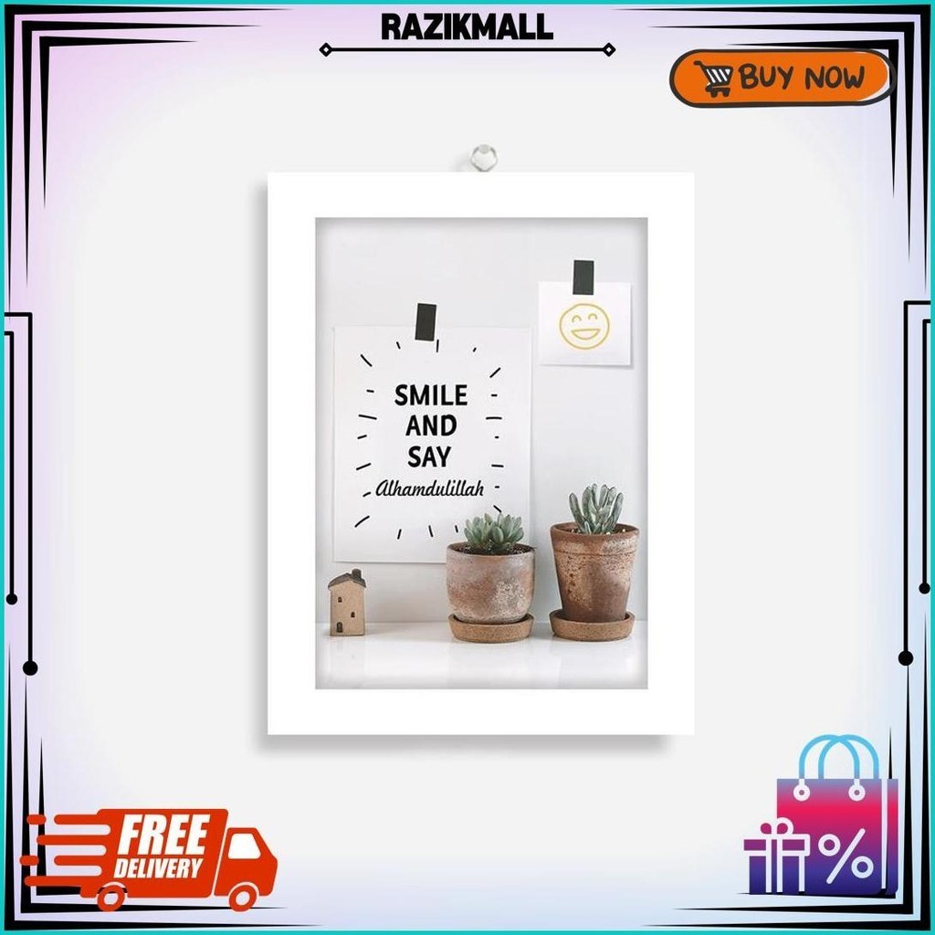 Pajangan Dinding Aesthetic Hiasan Dinding Rumah Dekorasi Kamar Tidur Walldecor Quotes Kaktus Alhamdu