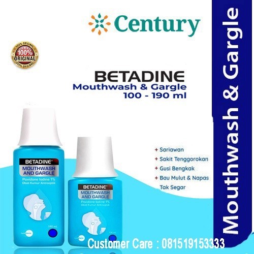 Betadine Mouthwash & Gargle/Betadine Kumur 190 ml/Betadine Gargle/Betadine Kumur 100 ml