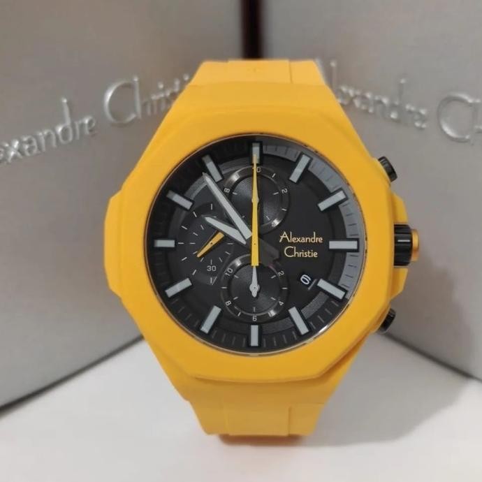 Jam Tangan Pria Alexandre Christie Original AC6590 Yellow