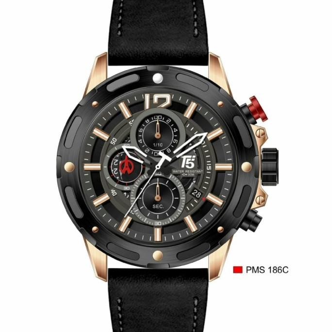 Jam Tangan Pria Original T5 H 3639G Brown Black Rosegold