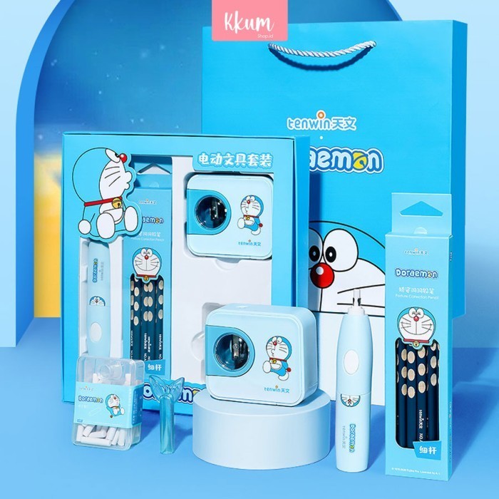 

5 in 1 Electric Stationery Doraemon/ Perlengkapan alat tulis elektrik