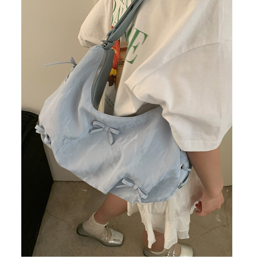 Tas Punggung Gaya Korea Wanita 2024 Tas Tote Hijau Mint Fashion Baru Tas Ketiak Kapasitas Besar