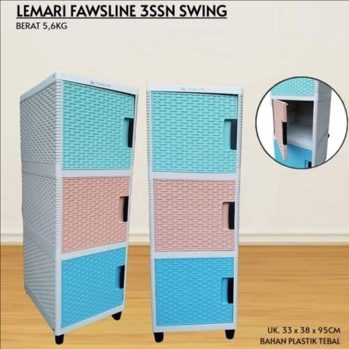 >>>>>] Lemari Plastik Fawsline Swing 3 Susun Lemari Serbaguna Warna