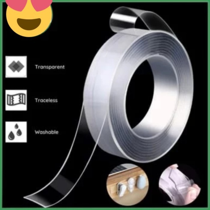

------] Double Tape Bening 2 Sisi Nano Gel Isolasi Bening Serbaguna