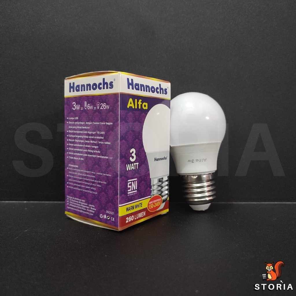 HANNOCHS Lampu Led Alfa 3 watt Putih/Kuning | Lampu LED Bulb 3W