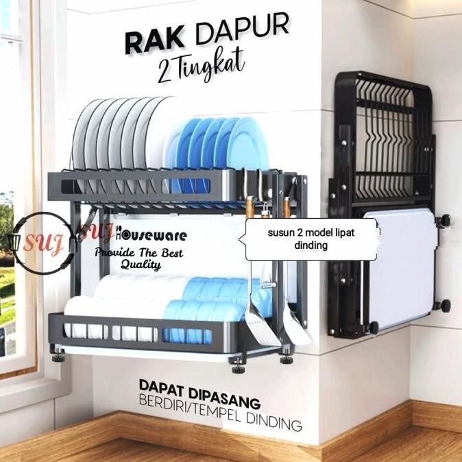 [Ready] Rak Piring Gantung + Lipat 2Tingkat Dan 3Tingkat