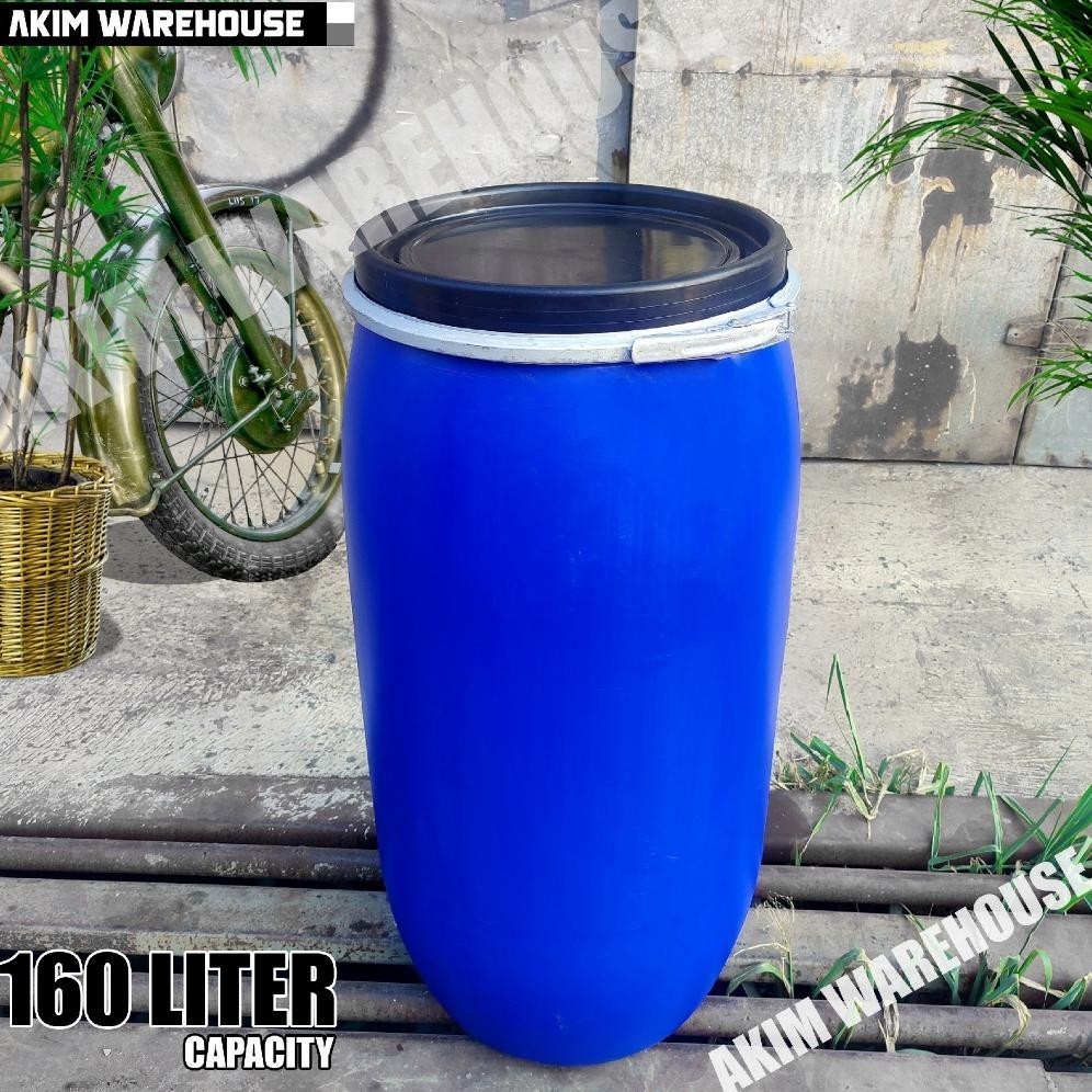 Hj-45 Drum Tong Industrial 160 Liter Grade Original Fermentasi/Air/Kimia/Tempat Sampah Plastik Hdpe 