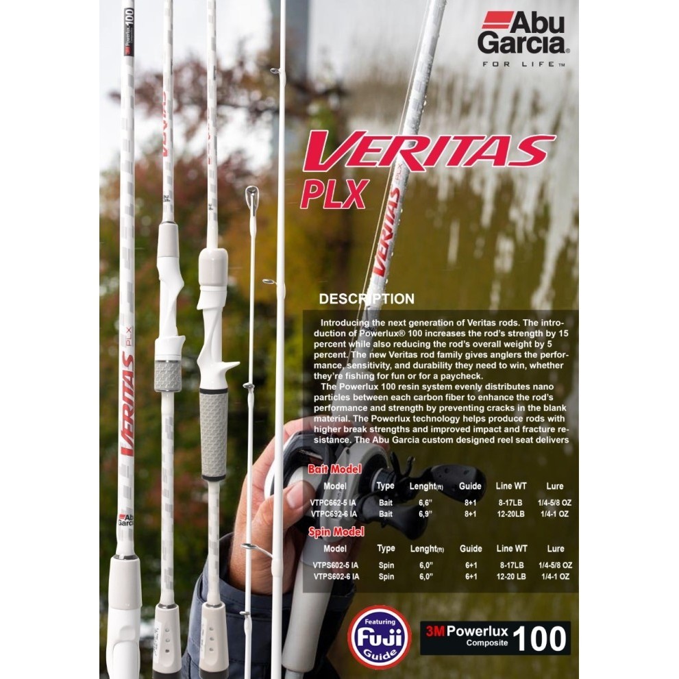 Abu Garcia VERITAS PLX Spinning Rod VRTPS 602 Joran Pancing Fuji New