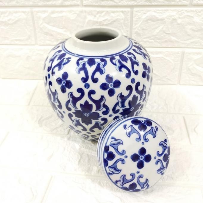 [Cod] Toples Keramik Biru Putih / Toples China Keramik/ Tochin Biru Putih