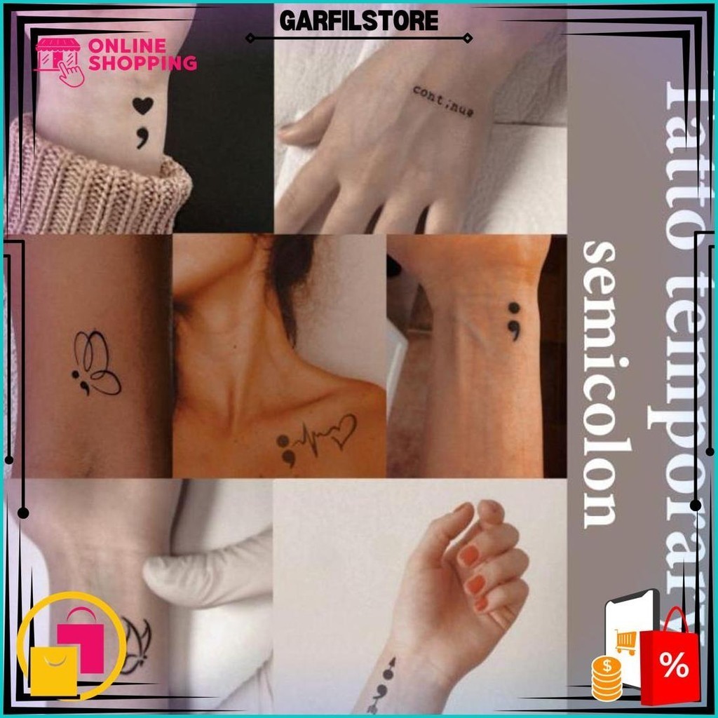 [Semicolon] Sticker Tattoo Temporary Custom Tato Temporer Aesthetic. Gratis Ongkir