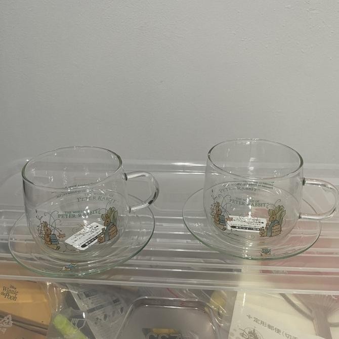 peter rabbit glass tea cup set / gelas peter rabbit