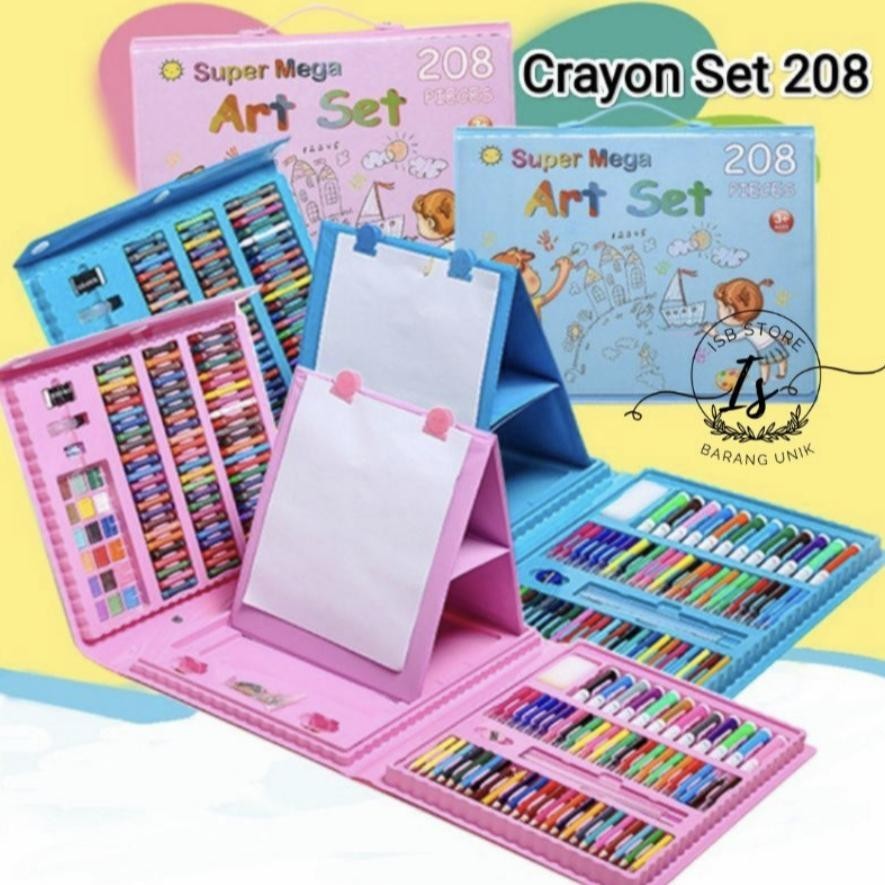 

Hj-54 Crayon Anak Pengasah 208Pcs Set Alat Menggambar Melukis Anak-Anak Crayon Cat Air Pensil Promo