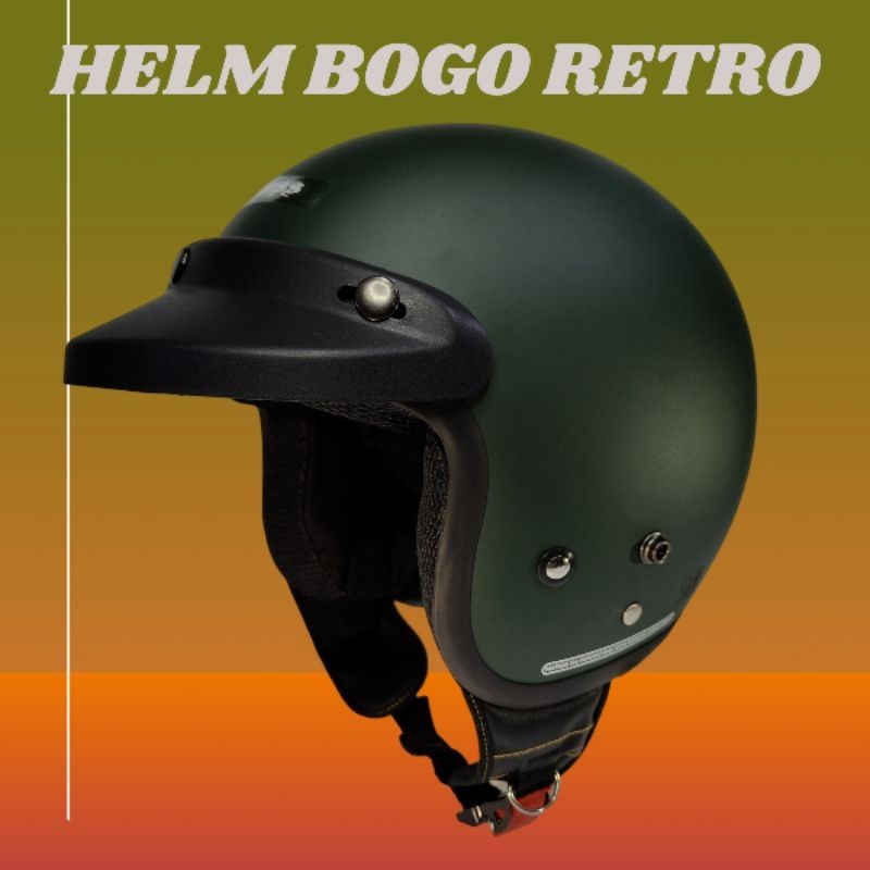 helm bogo retro army hijau doff identik carglos SNI helmet dewasa full leher