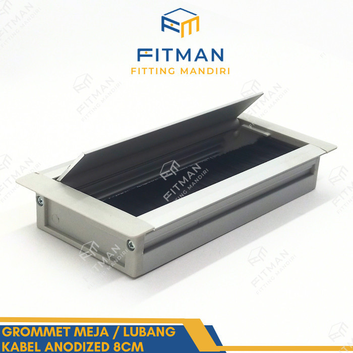 Grommet Meja Kotak / Penutup Lubang Kabel Meja Aluminium Anodized