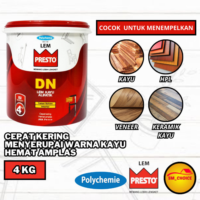 Lem Kayu Alifatik Presto Dn 4Kg Lem Presto Lem Kayu Serbaguna Lem Dn 4Kg