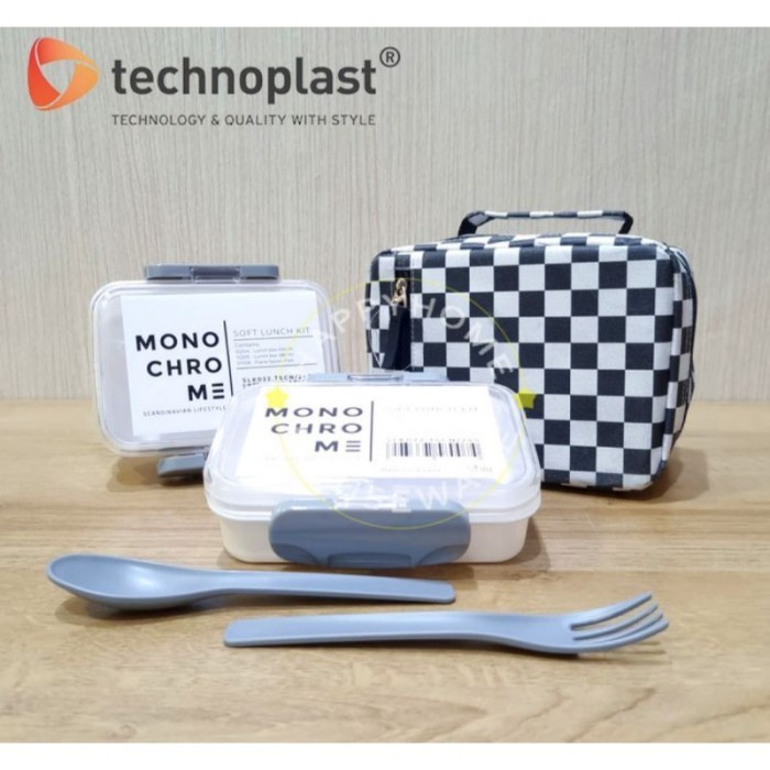 Terlaris Technoplast Lunch Box With Thermal Bag Monochrome