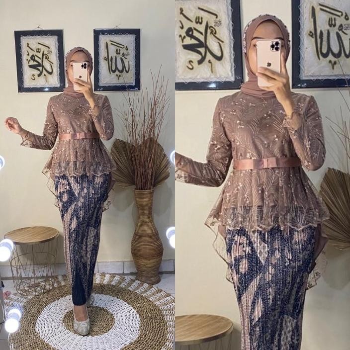 RFG (BISA ) SETELAN KEBAYA MODERN SELENDANG/KEBAYA WISUDA/KEBAYA BRUKAT MODERN/KEBAYA TILLE SELENDAN