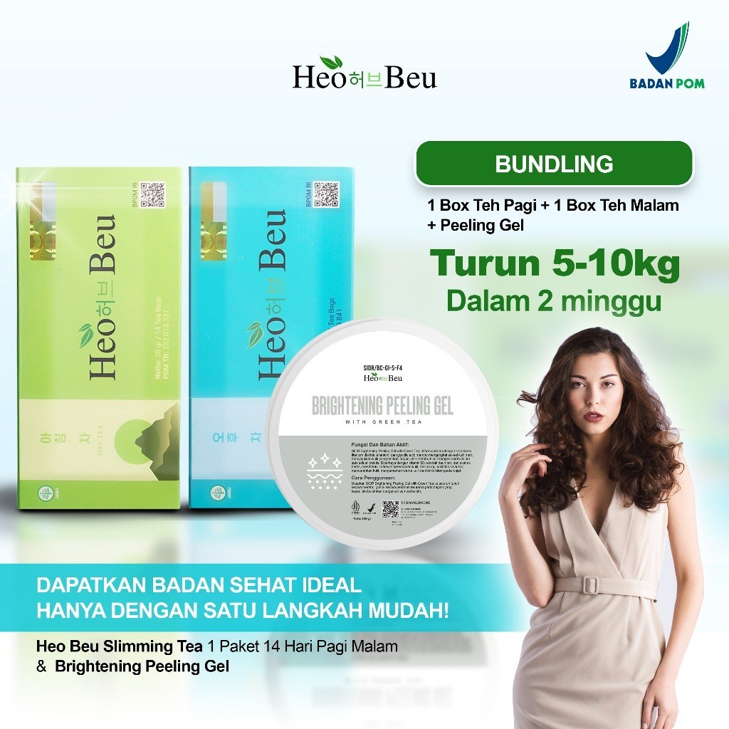

Heo Beu Teh Pelangsing Slimming Tea 1 Paket 14 Hari Bundling Peeling Gel - Diet Detox Day Night