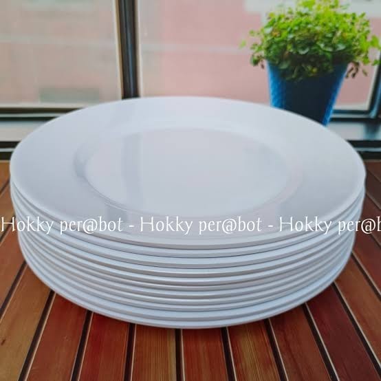 Satu Lusin/12 Pcs Piring Prasmanan - Piring Melamin Bulat Ceper Besar