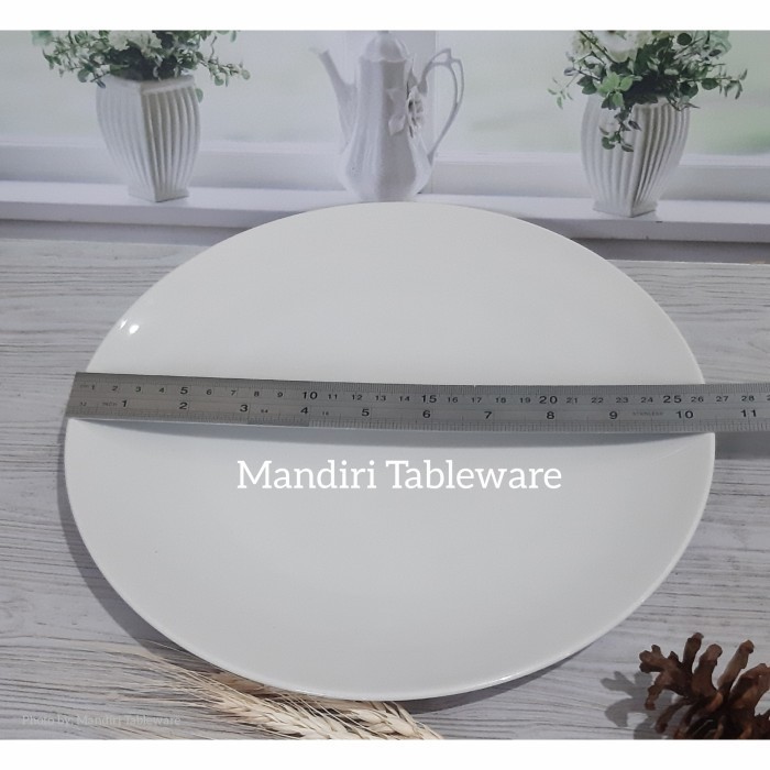Piring Keramik Ceper 10,5 Inch / Model Bulan / Putih Polos Isi: 6 Pcs
