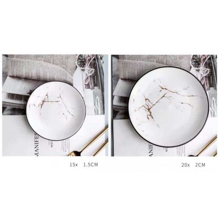 Piring / Mangkok Keramik Motif Marmer