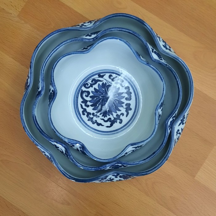 Mangkok Ulir Keramik Kansai Set Isi 3,D24,20,16,5Cm