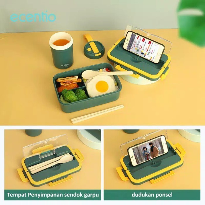 Ecentio Free Mangkuk Sup 300Ml Lunch Box Set Jerami Gandum Kotak Makan