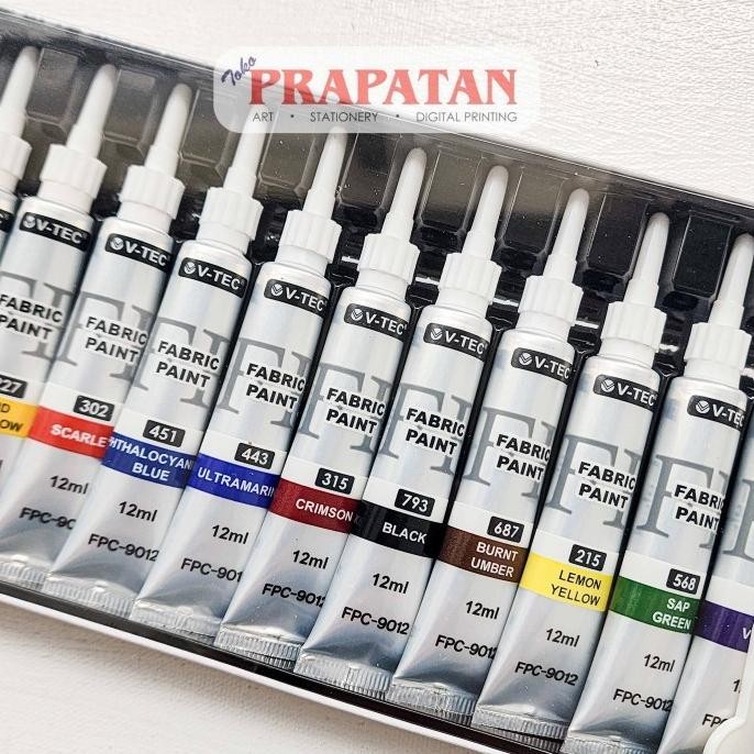 

V-TEC Fabric Color Set 12x12ml FPC-9012 | Cat Kain Tekstil