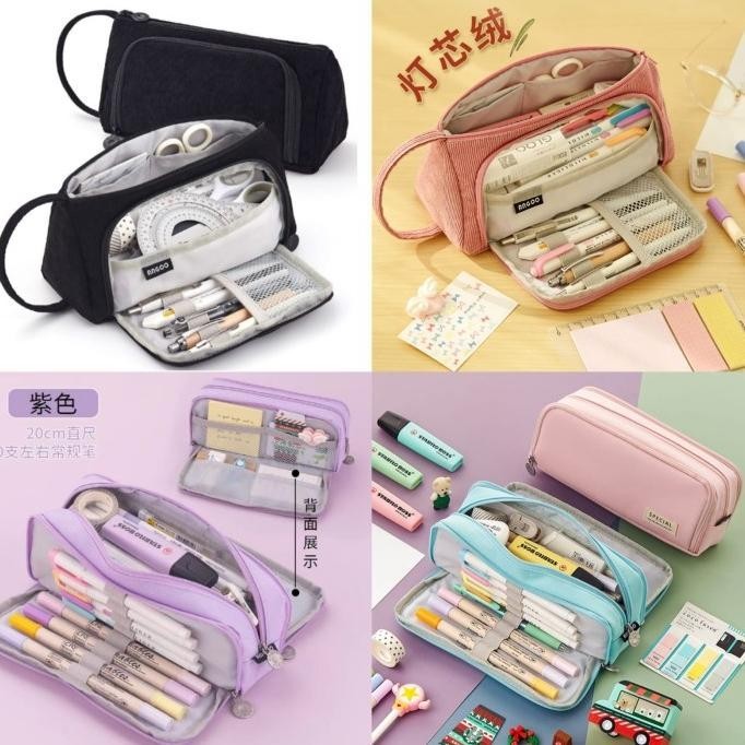 Kotak Pensil ANGOO Original Corduroi / Tempat Pensil Pencil Case Angoo