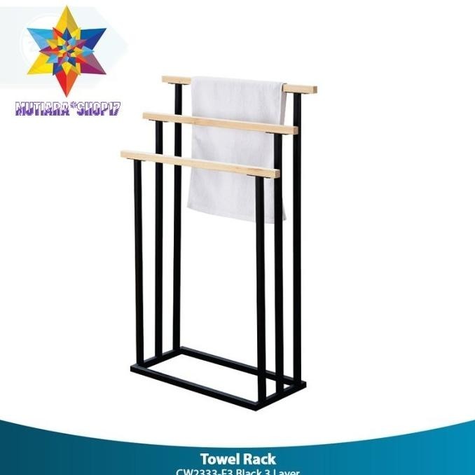 BEBAS ONGKIR - Zehn Rak Handuk 3 Layer Hitam Cw2333-E3