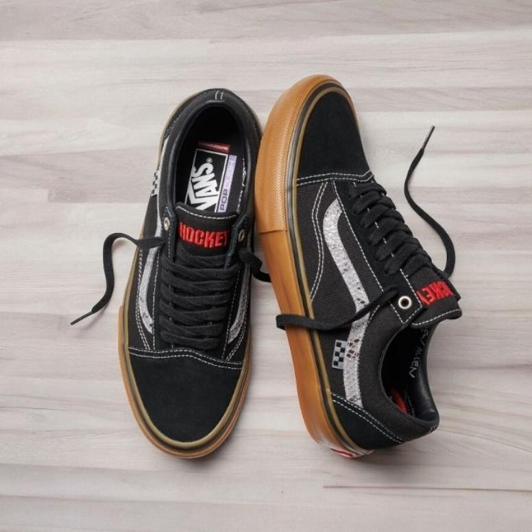 Sepatu Vans Old Skool Skateboarding Hockey Snake Black Original 100%