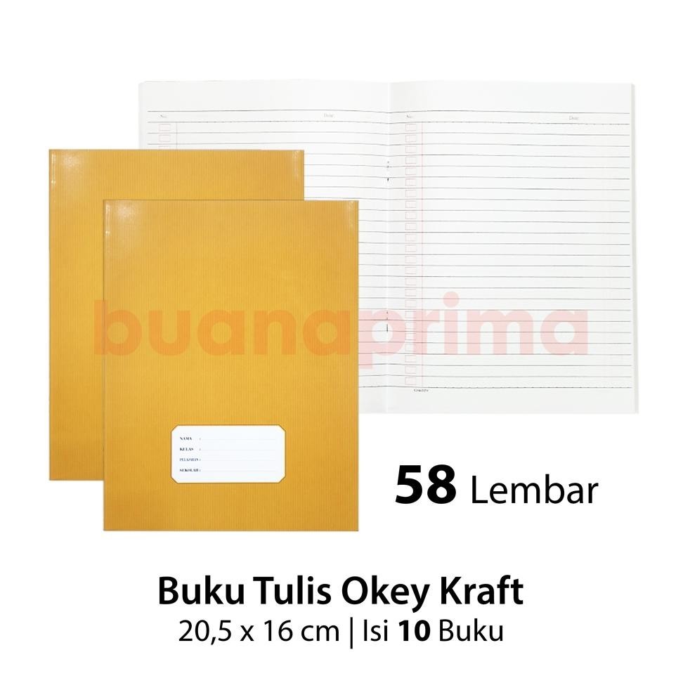 

Er-23 Buku Tulis Okey Kraft 58 Lembar Isi 10 Buku Sampul Coklat Notebook Sekolah Kwarto Hemat