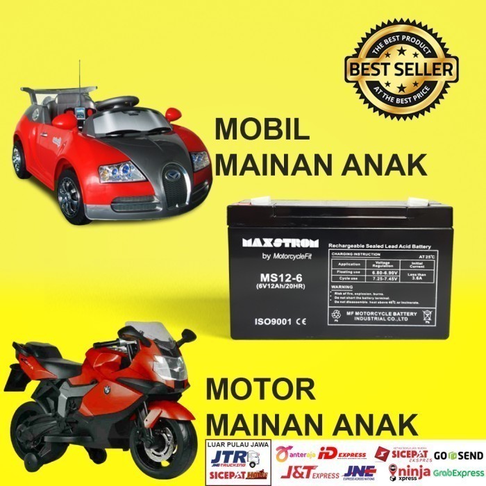 Aki Mainan Motor Anak 6V 7Ah Aki Mobil Mainan Anak Vrla Maxstrom Ms7-6
