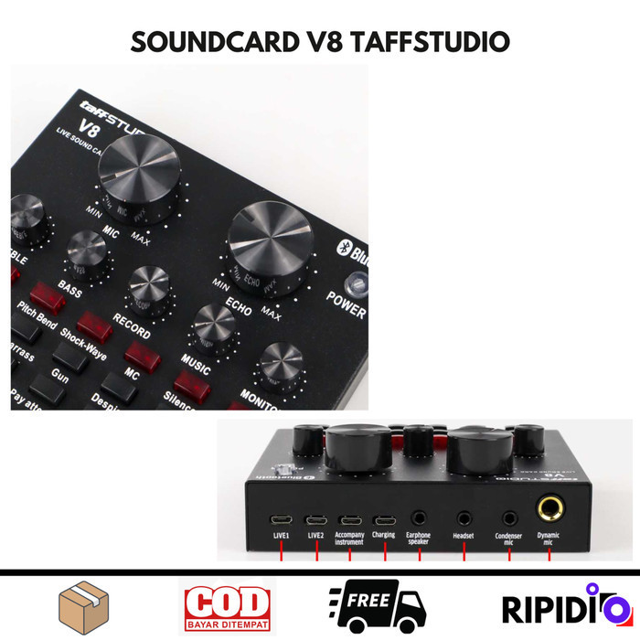 

Soundd V8S Mixer ORIGINAL TAFFSTUDIO With Feature - Merah