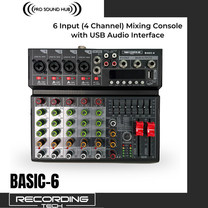 

Recording Tech Basic-6 Basic6 Mixer 4 6 Input USB Soundd