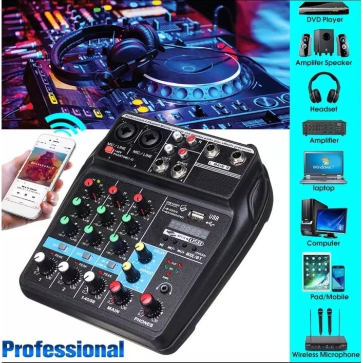 

TEYUN A4 Portable 4-ch Pro USB Audio Mixer & Sound d