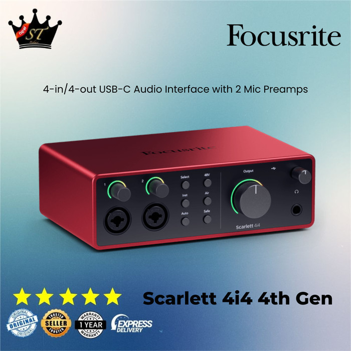 

rite Slett 4i4 4th Gen 4 Soundd USB Audio Interface 4 Ch