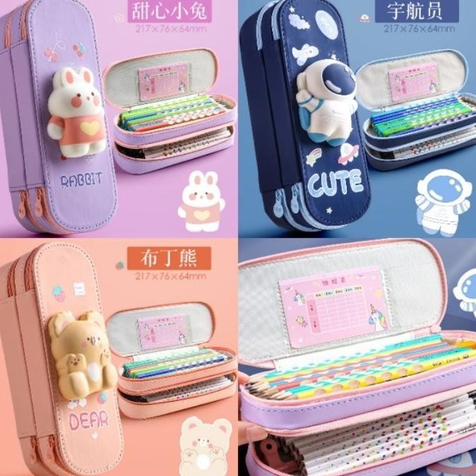 

Kotak Pensil Squishy 3D Tempat Pensil 3D Anak Anti Air 2 Tingkat