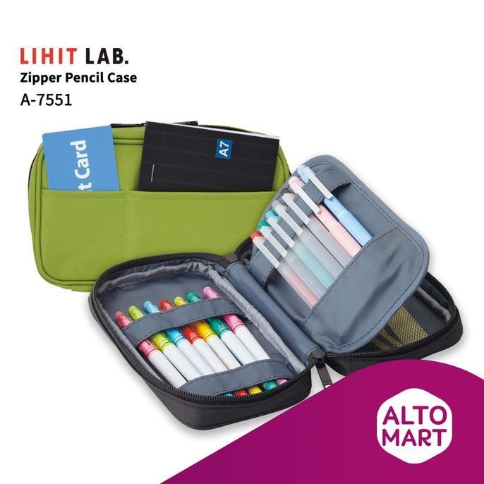 

Lihit Lab A-7551 Zipper Pencil Case Tempat Kotak Pensil Resleting Pen