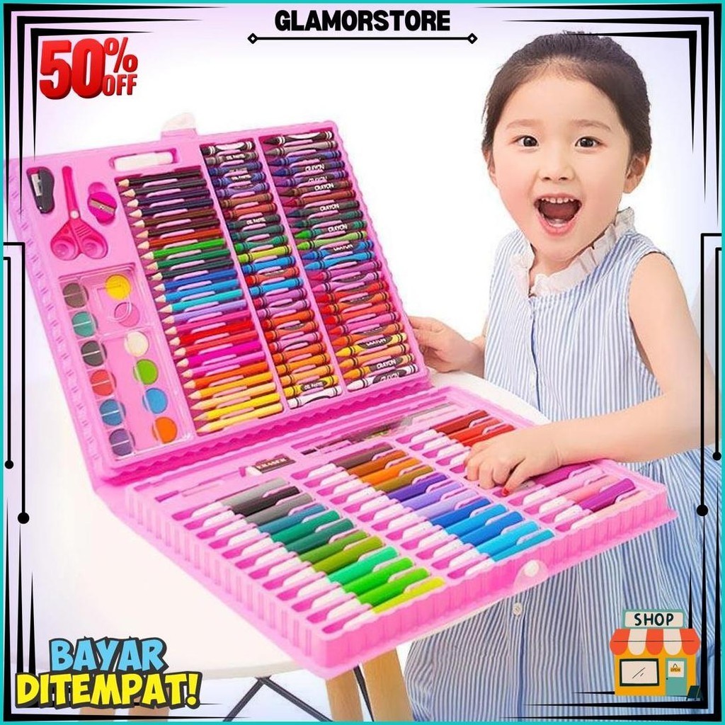 

Crayon Set Peralatan Gambar & Lukis Pensil Warna/ Art Set Isi 150 Pcs Kualitas Premium Gratis Ongkir