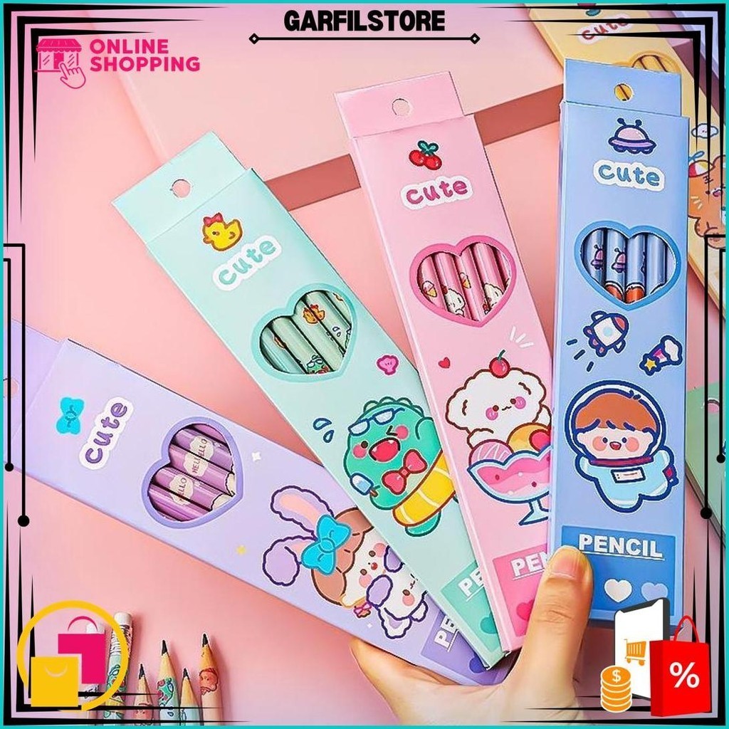 

Murmure.Id | 6Pcs / Set Pensil Tulis Motif + Penghapus / Pensil Set Lucu Promo