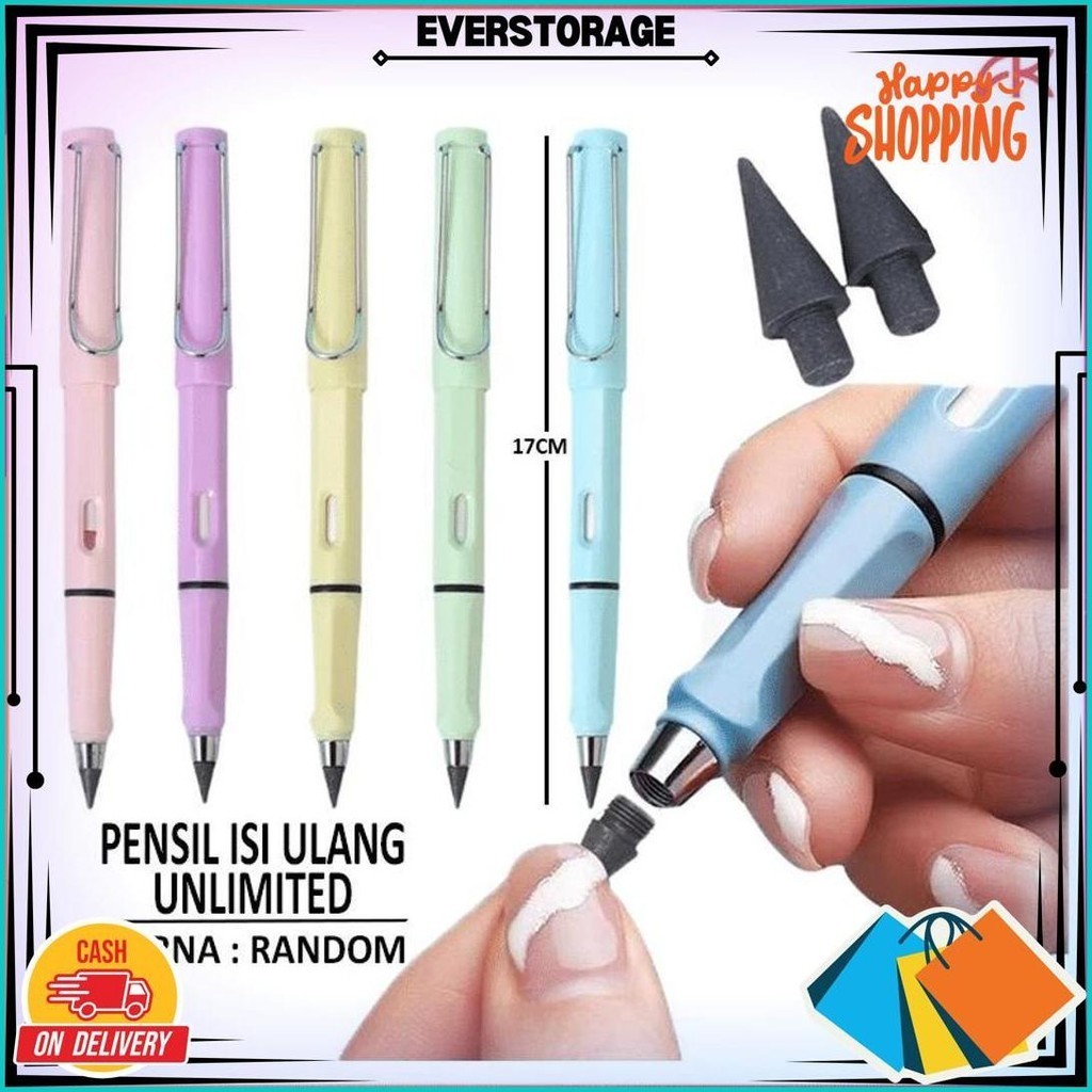 

Ank Pensil Eternal Ajaib Refil Unlimited Tanpa Rautan Warna Macaron / Alat Tulis Anak Sekolah Cod