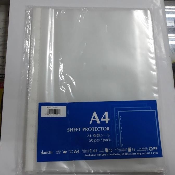 

Pp Pocket / Sheet Protector A4 Daiichi (Per Karton Isi 42 Pak ) Murah Premium